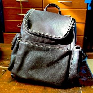 Brown leather backpack purse